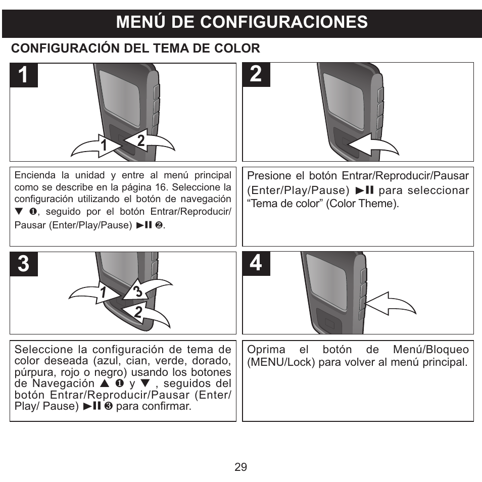 Menú de configuraciones | Memorex MMP8568-SPT User Manual | Page 75 / 92