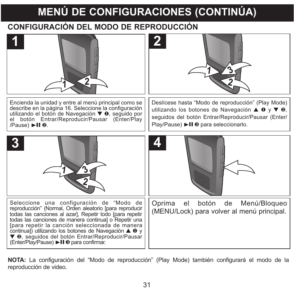 Menú de configuraciones (continúa) | Memorex MMP8568-SPT User Manual | Page 77 / 92