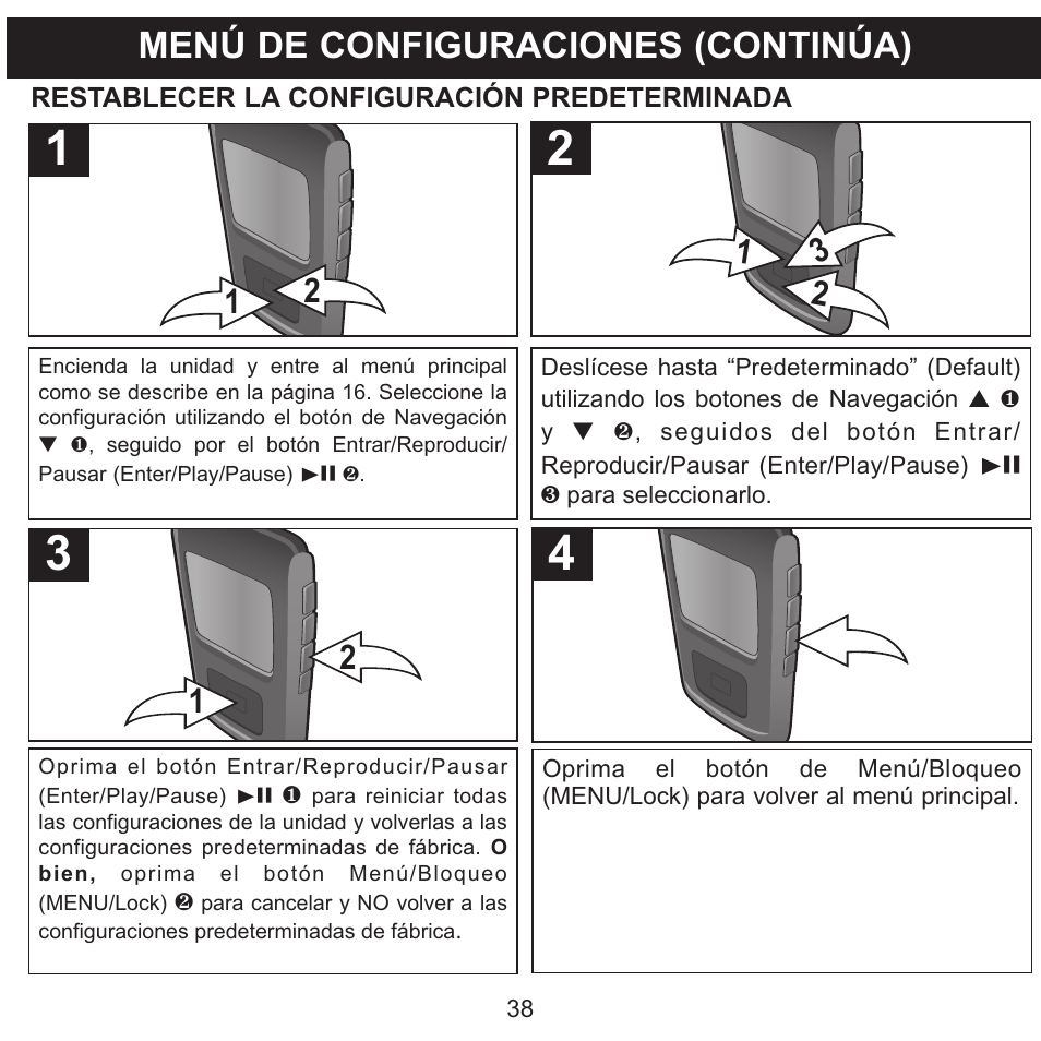 Menú de configuraciones (continúa) | Memorex MMP8568-SPT User Manual | Page 84 / 92