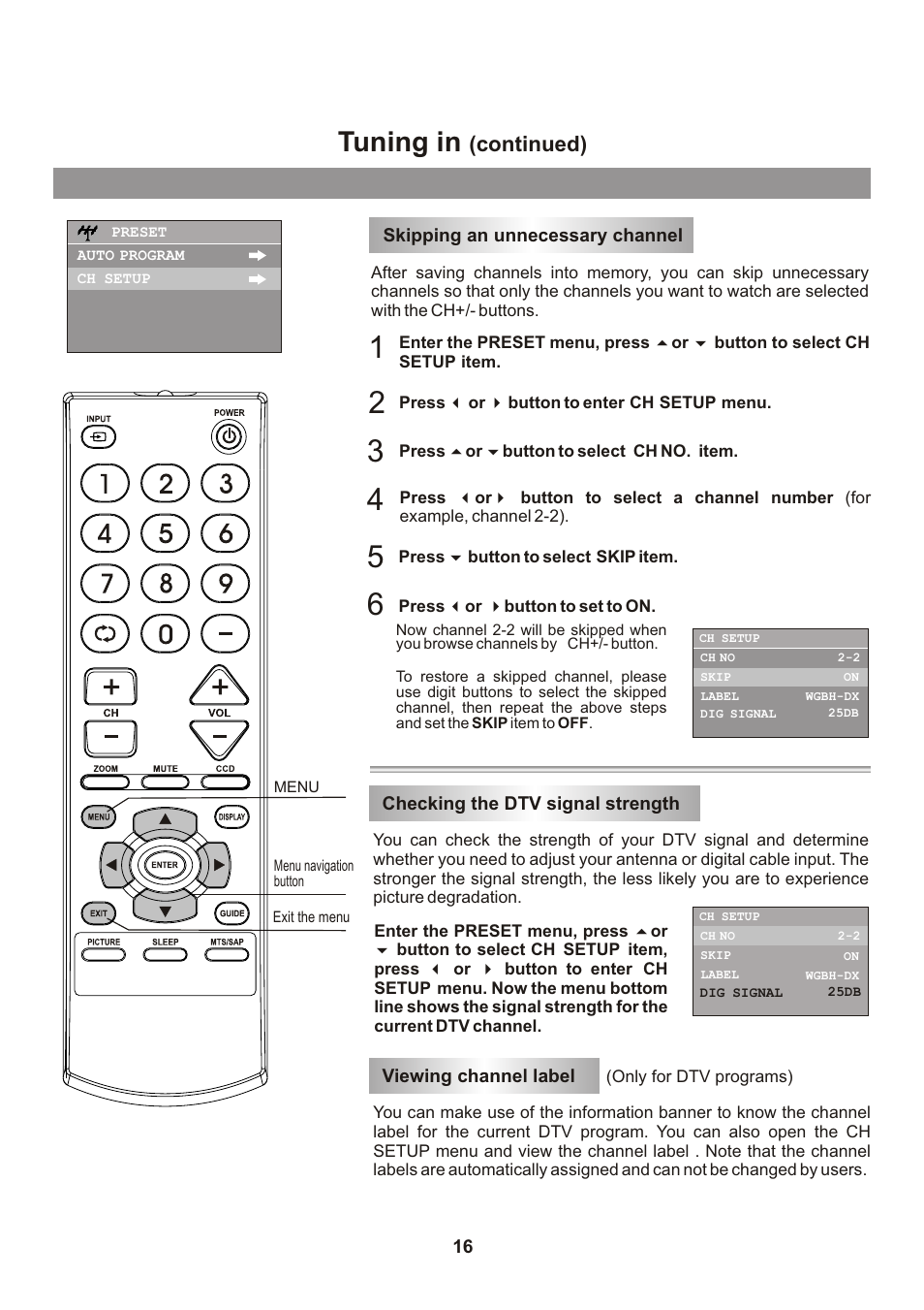Tuning in, Continued) | Memorex Flat Screen Tv User Manual | Page 18 / 71