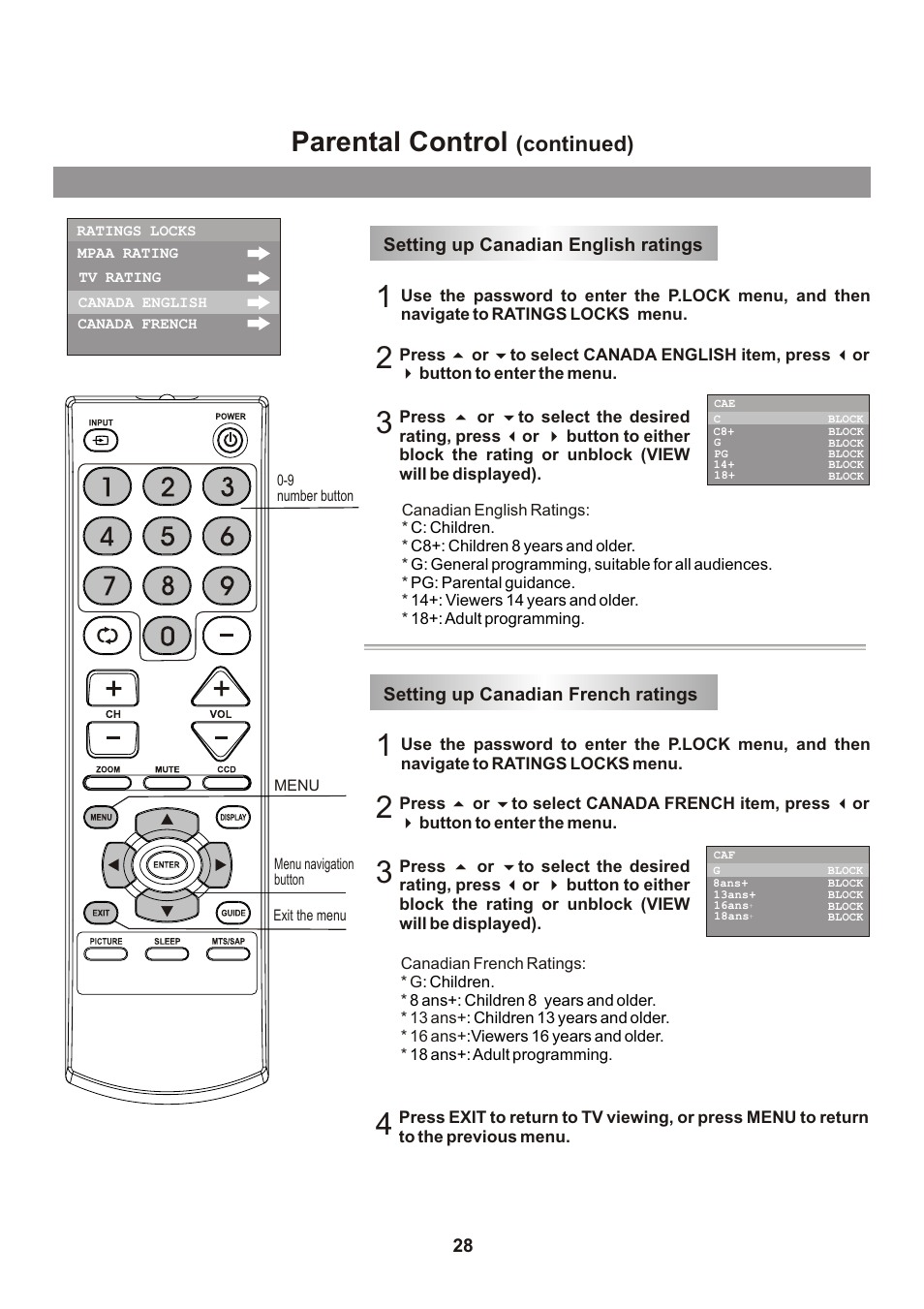 Parental control, Continued) | Memorex Flat Screen Tv User Manual | Page 30 / 71