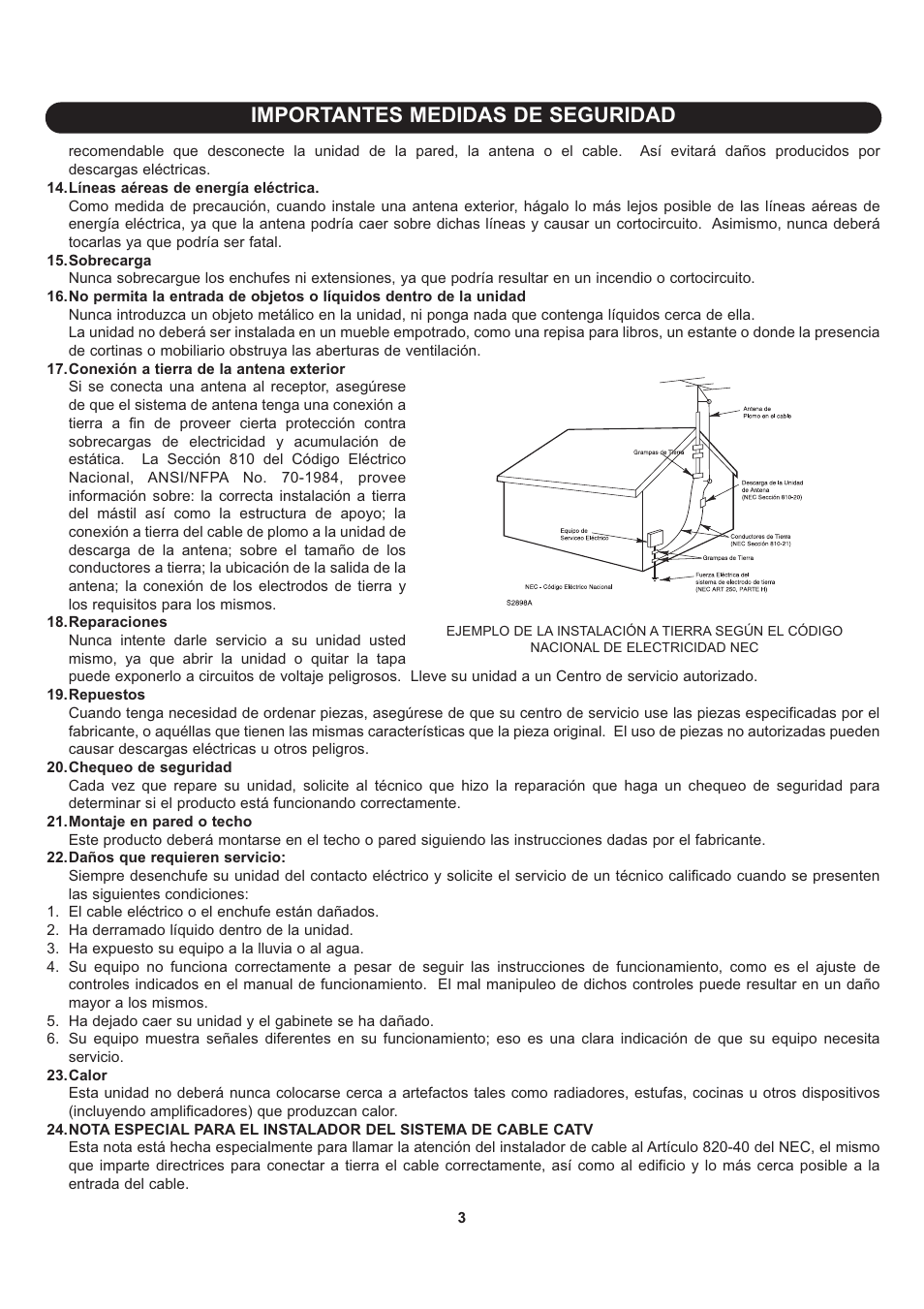 Importantes medidas de seguridad | Memorex Flat Screen Tv User Manual | Page 39 / 71