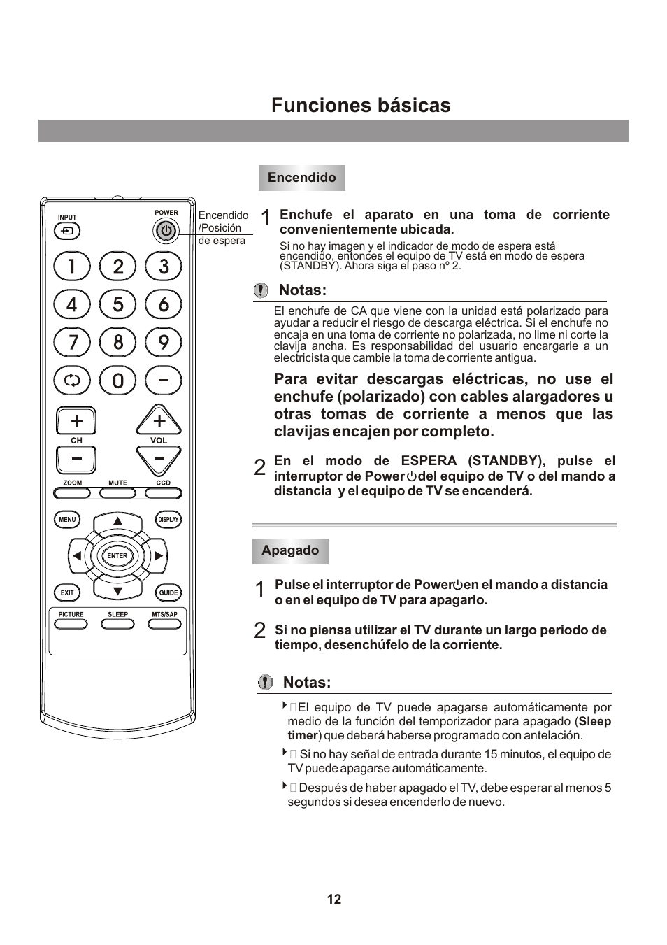 Funciones básicas | Memorex Flat Screen Tv User Manual | Page 48 / 71