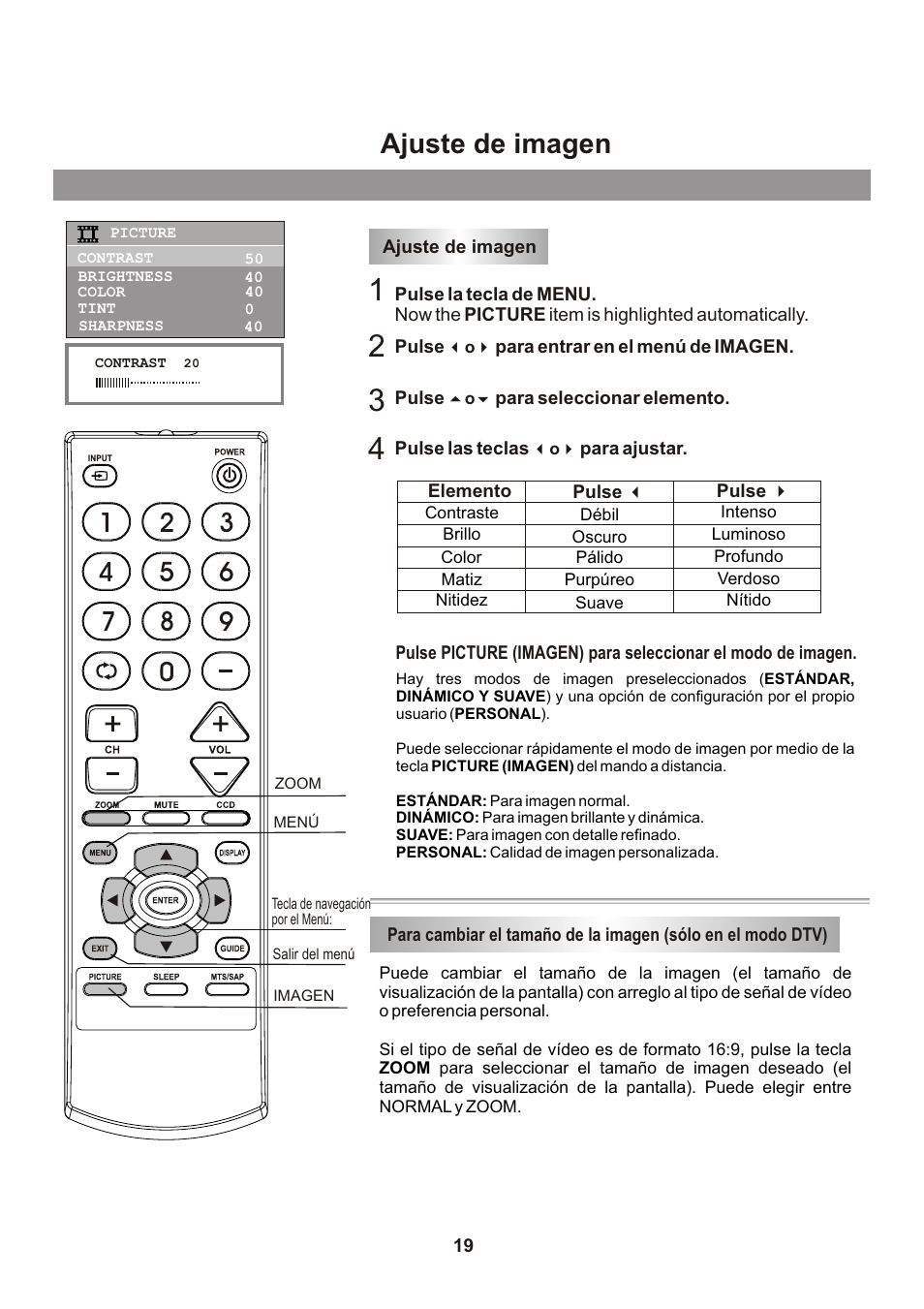 Ajuste de imagen | Memorex Flat Screen Tv User Manual | Page 55 / 71