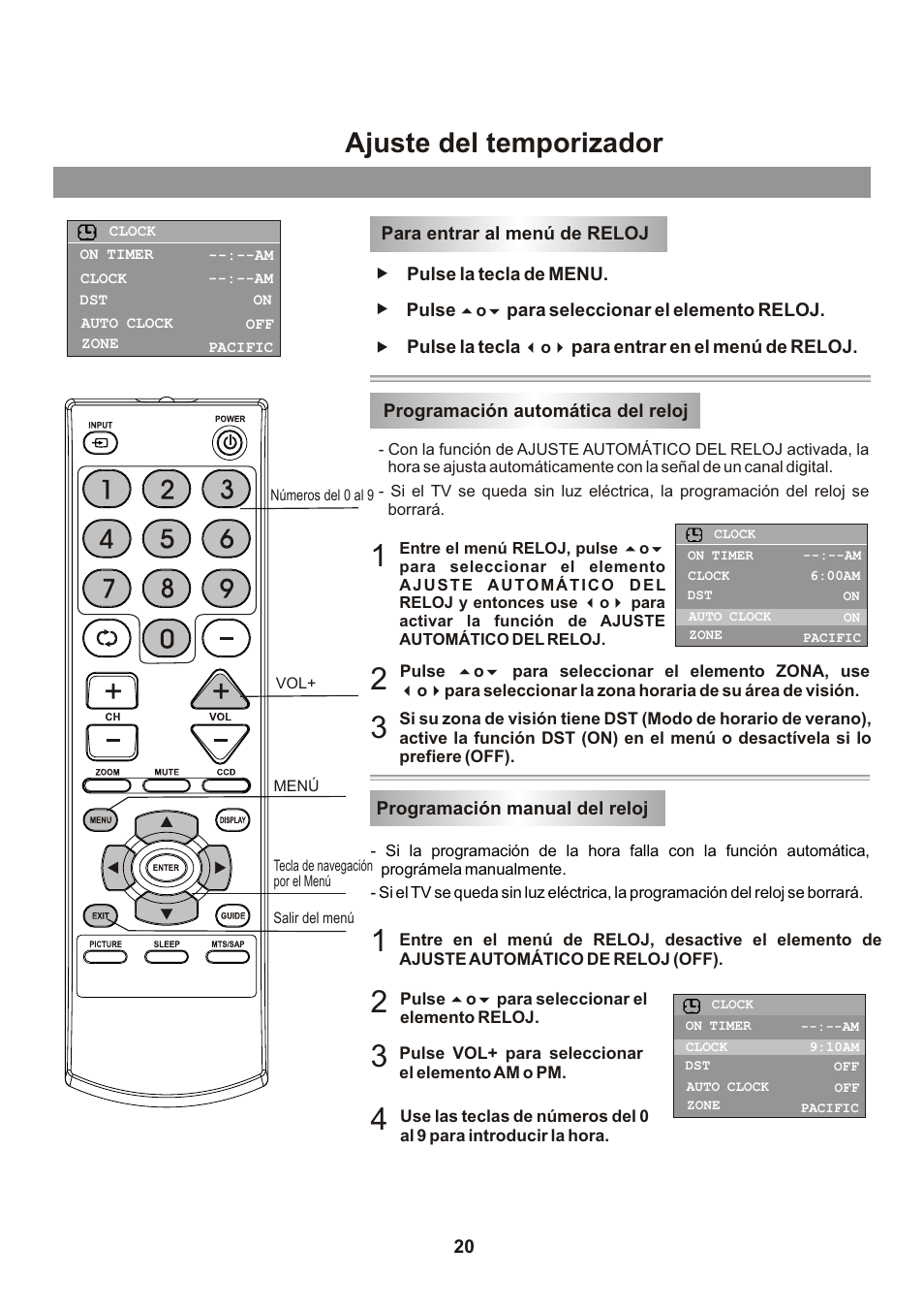 Ajuste del temporizador | Memorex Flat Screen Tv User Manual | Page 56 / 71