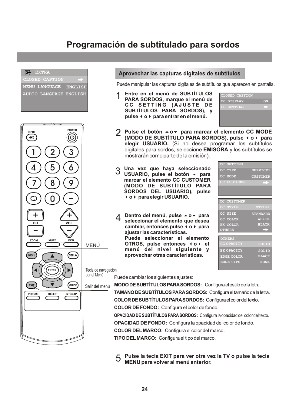 Programación de subtitulado para sordos, Aprovechar las capturas digitales de subtítulos | Memorex Flat Screen Tv User Manual | Page 60 / 71