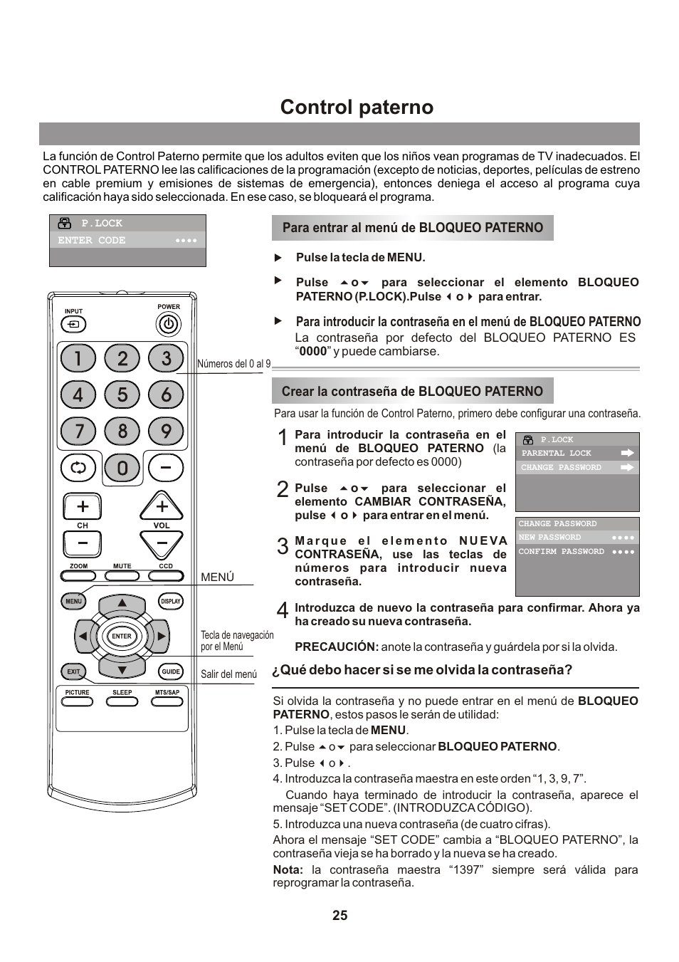 Control paterno | Memorex Flat Screen Tv User Manual | Page 61 / 71