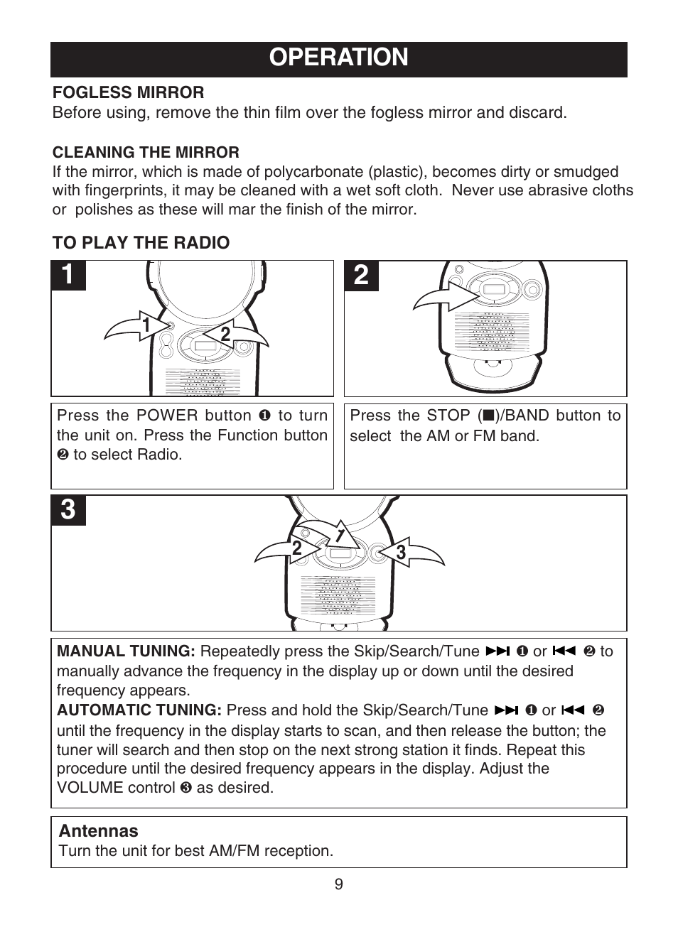 Operation | Memorex MC1009 User Manual | Page 10 / 19