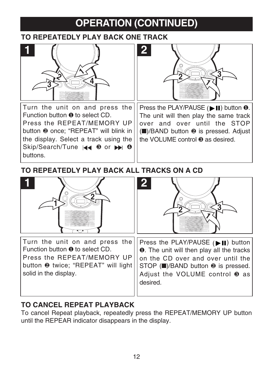 Operation (continued) | Memorex MC1009 User Manual | Page 13 / 19