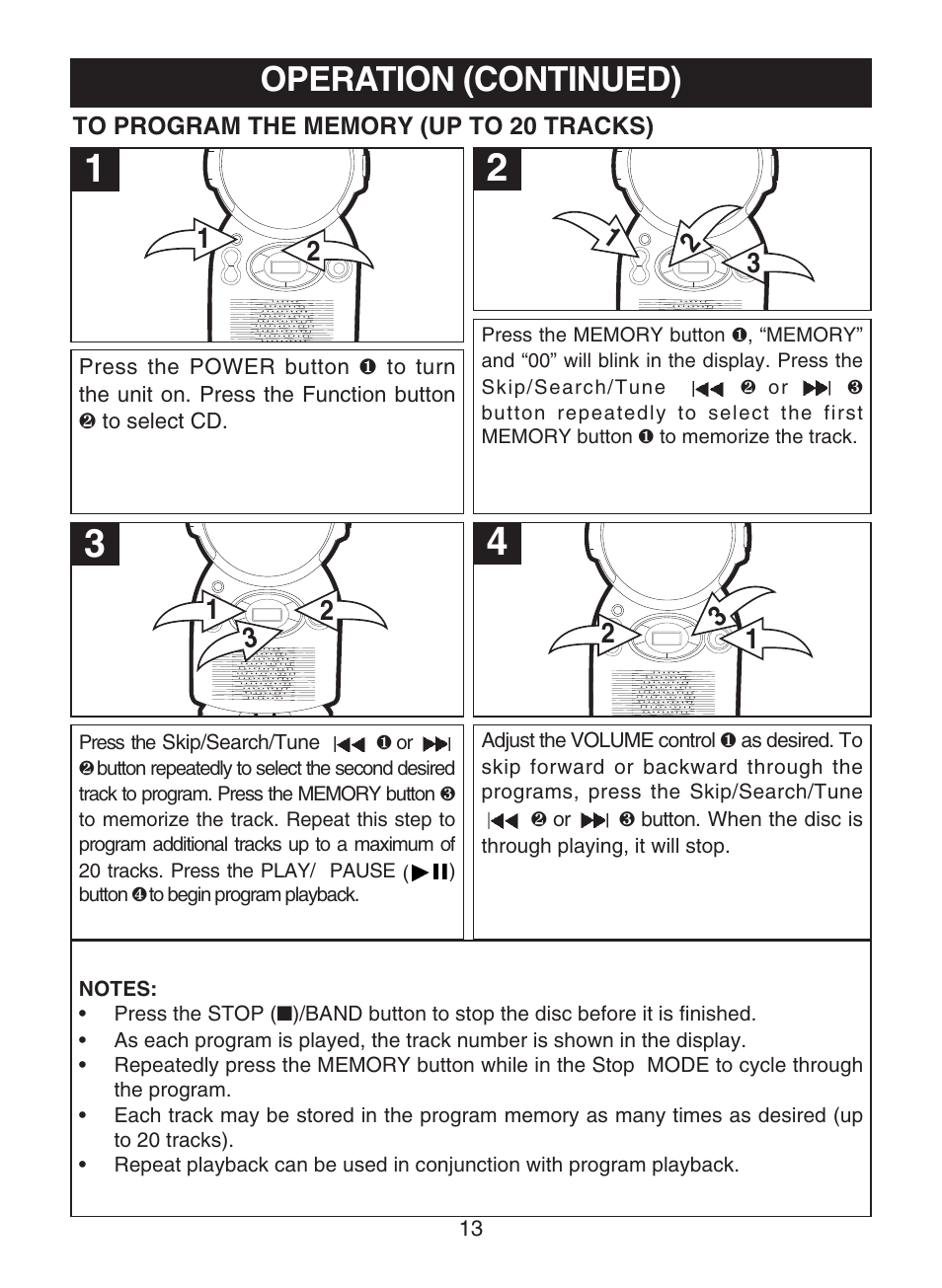 Operation (continued) | Memorex MC1009 User Manual | Page 14 / 19
