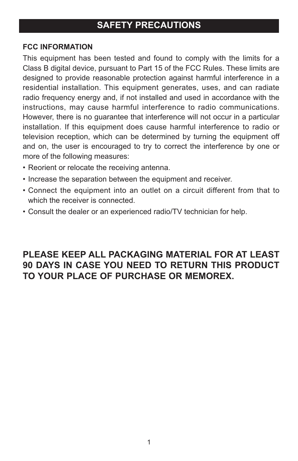Safety precautions | Memorex MKA381 User Manual | Page 2 / 7