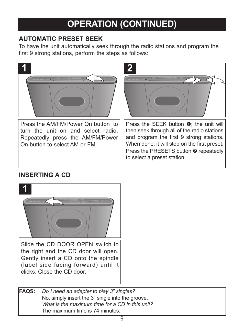 Operation (continued) | Memorex MC7101 User Manual | Page 10 / 22