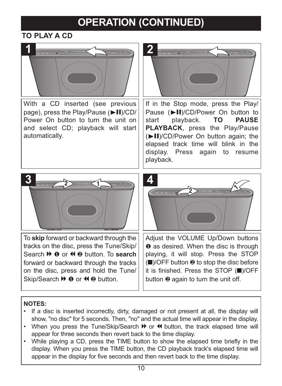 Operation (continued) | Memorex MC7101 User Manual | Page 11 / 22