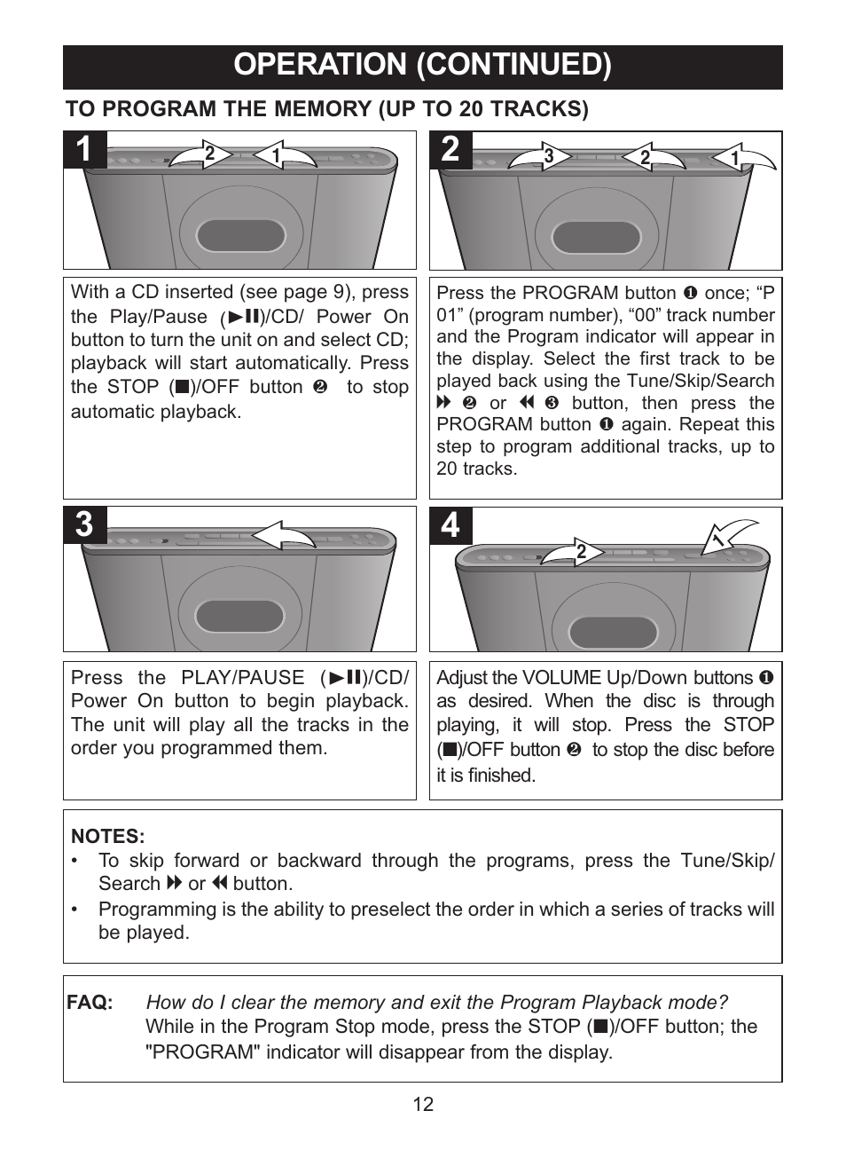 Operation (continued) | Memorex MC7101 User Manual | Page 13 / 22