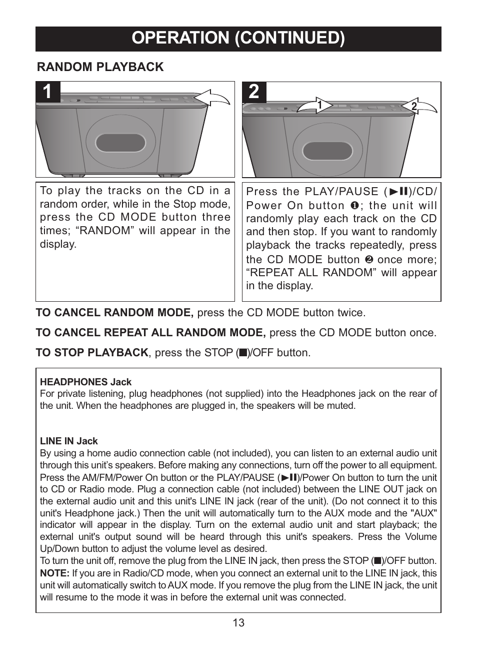 Operation (continued) | Memorex MC7101 User Manual | Page 14 / 22