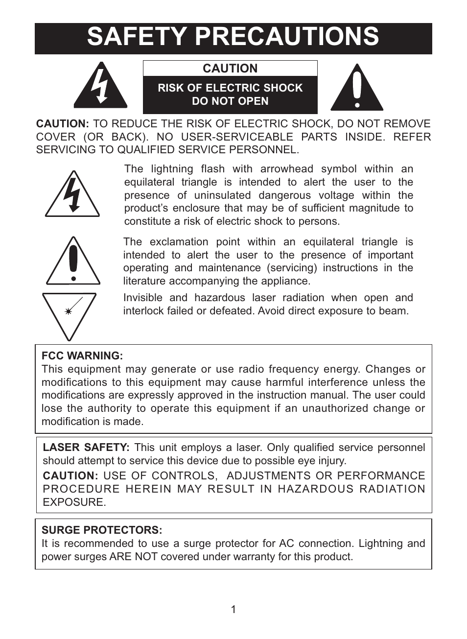 Safety precautions | Memorex MC7101 User Manual | Page 2 / 22
