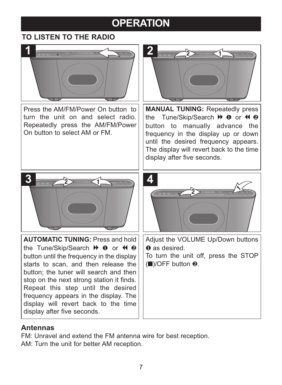 Operation | Memorex MC7101 User Manual | Page 8 / 22