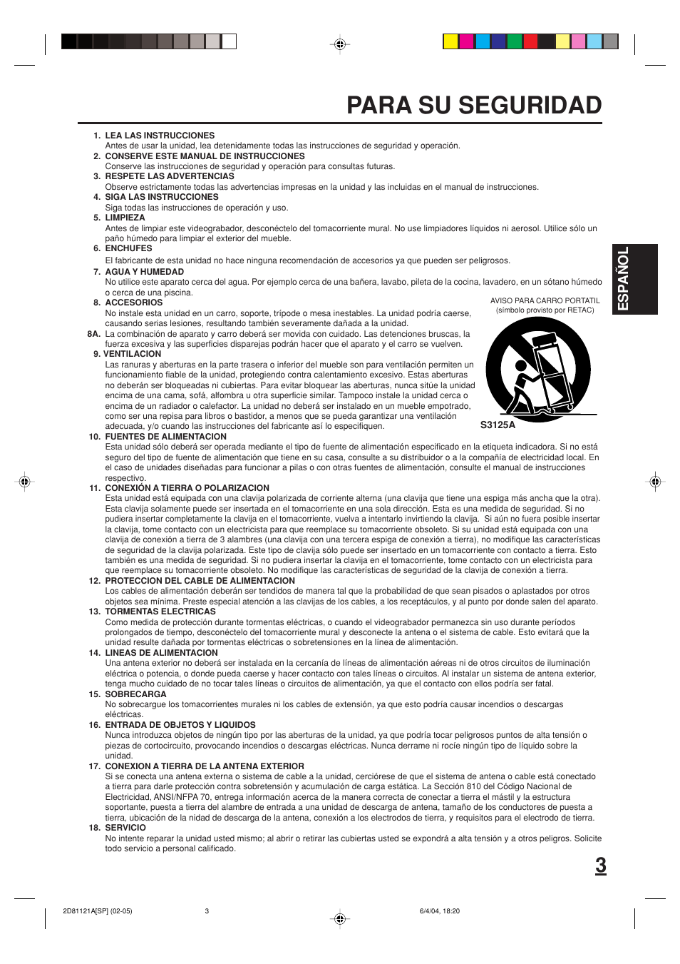 Para su seguridad, Esp a ñ ol | Memorex MVD4540C User Manual | Page 37 / 68