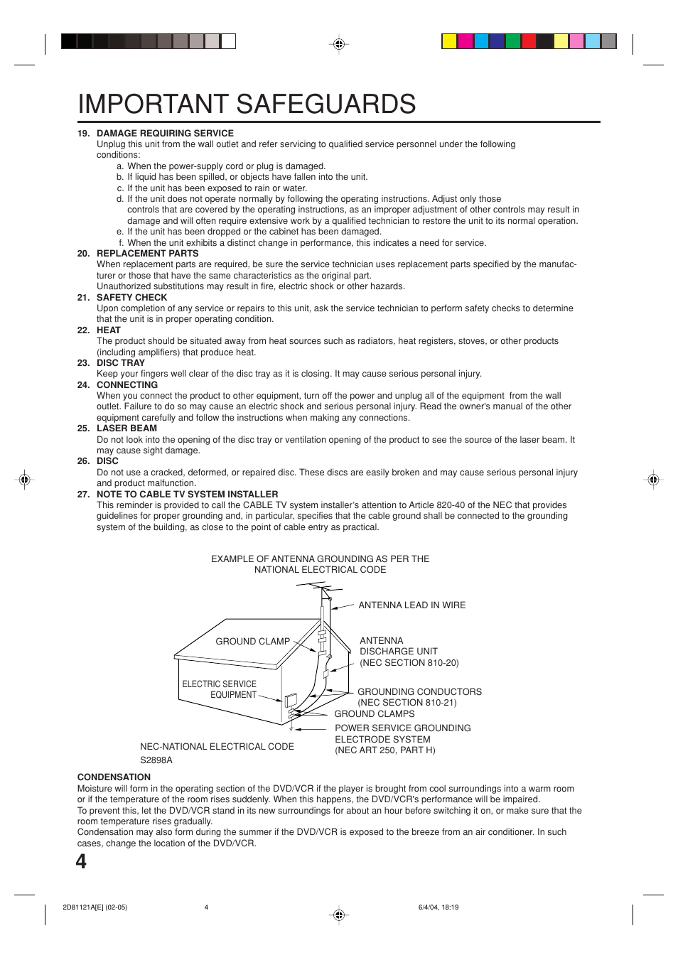 Important safeguards | Memorex MVD4540C User Manual | Page 4 / 68