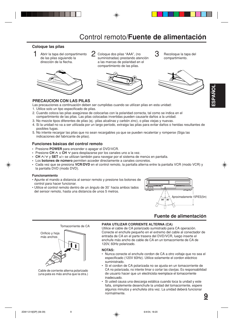 Control remoto/ fuente de alimentación | Memorex MVD4540C User Manual | Page 43 / 68