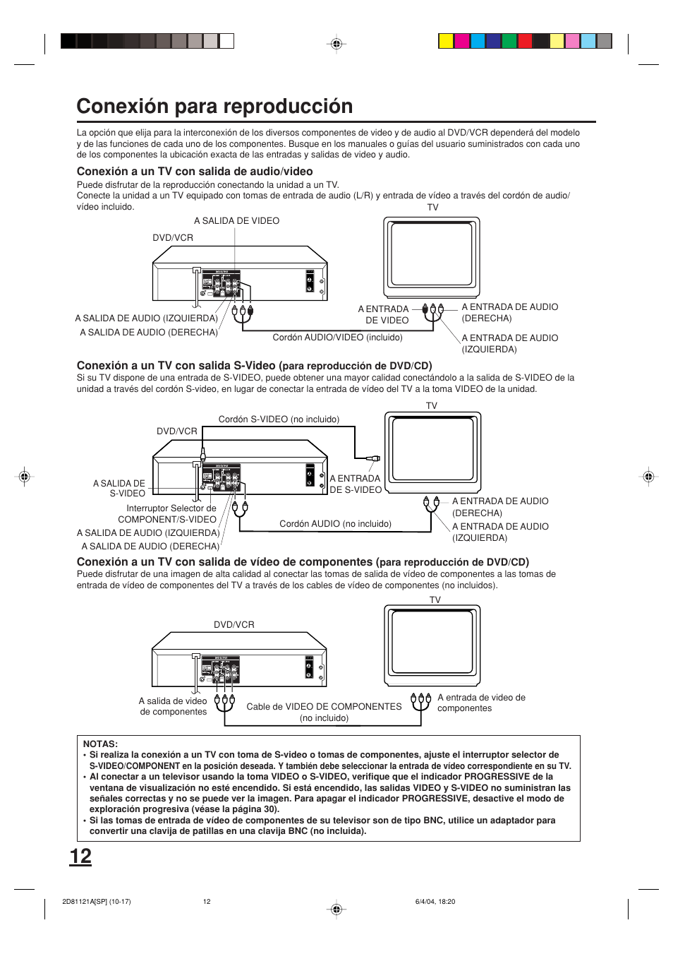 12 conexión para reproducción | Memorex MVD4540C User Manual | Page 46 / 68