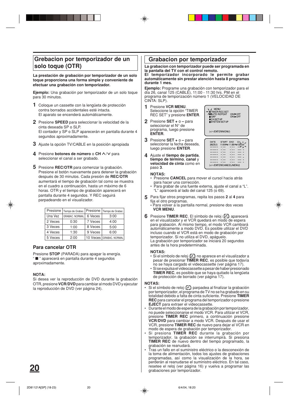 Para cancelar otr | Memorex MVD4540C User Manual | Page 54 / 68