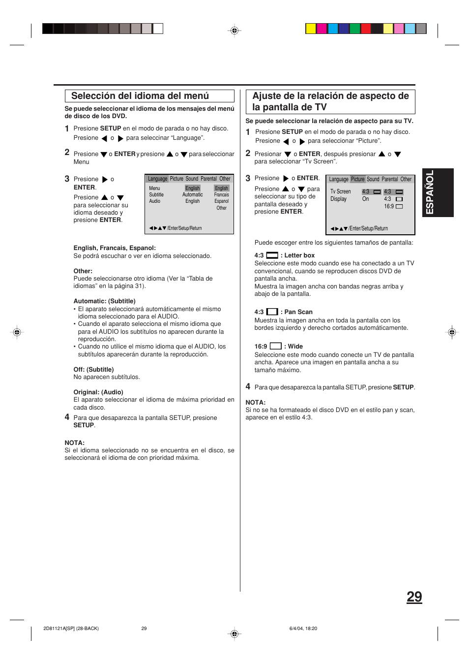 Esp a ñ ol | Memorex MVD4540C User Manual | Page 63 / 68