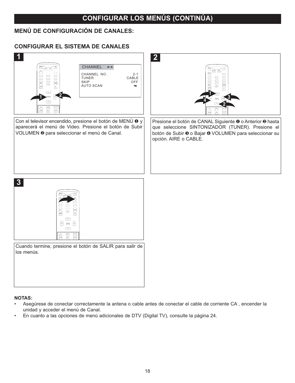 Configurar los menús (continúa), Channel | Memorex MT2028D-BLK User Manual | Page 60 / 82
