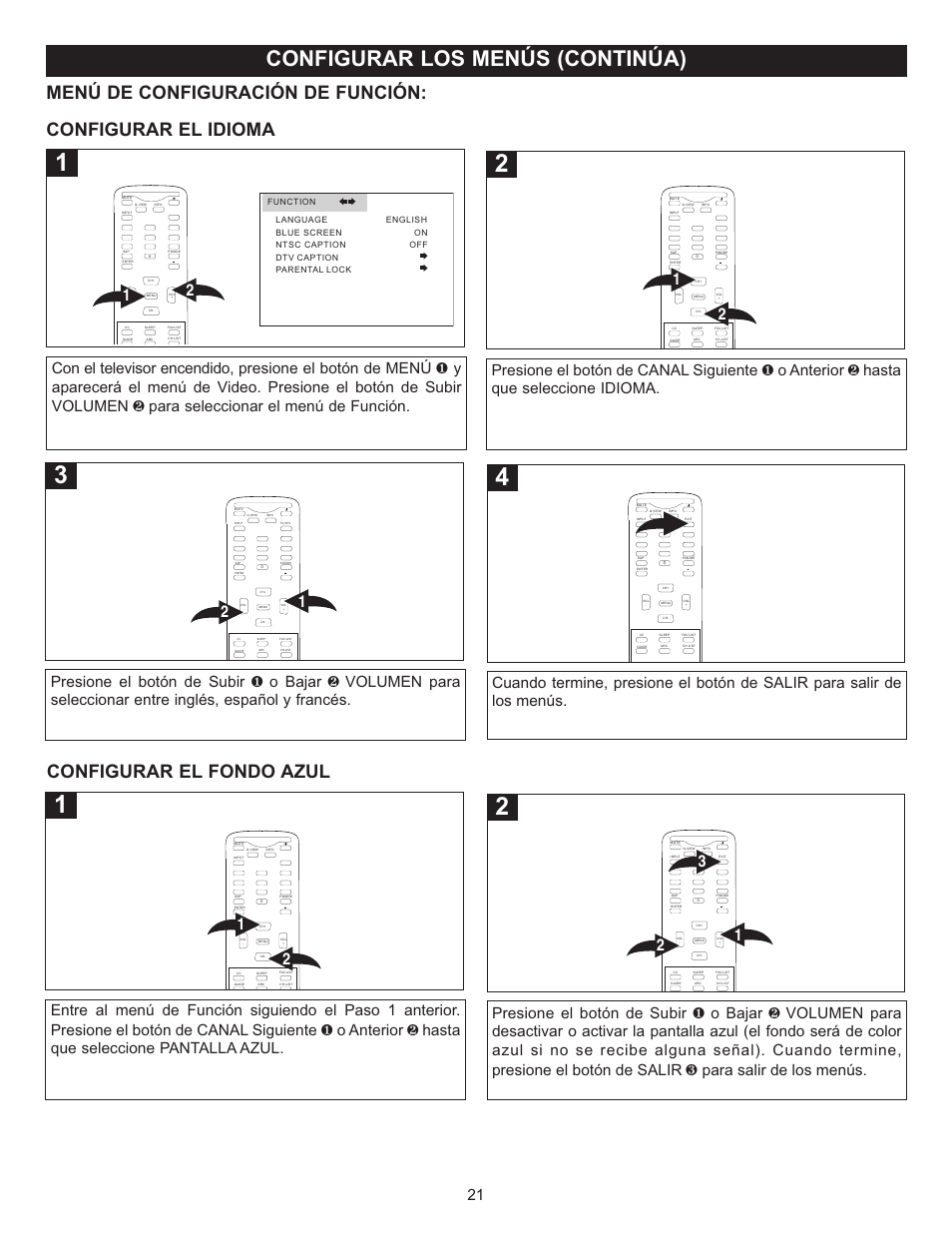 Configurar los menús (continúa), Configurar el idioma | Memorex MT2028D-BLK User Manual | Page 63 / 82