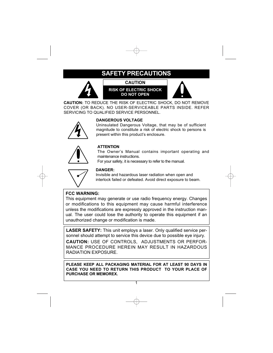 Safety precautions | Memorex MC2842 User Manual | Page 2 / 19