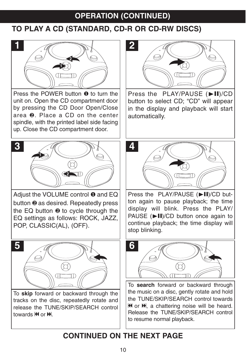 Operation (continued) | Memorex MP8805 User Manual | Page 11 / 19