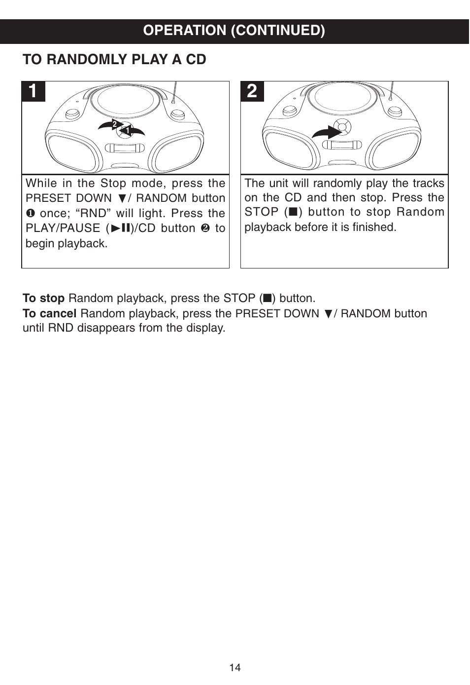 Operation (continued) | Memorex MP8805 User Manual | Page 15 / 19