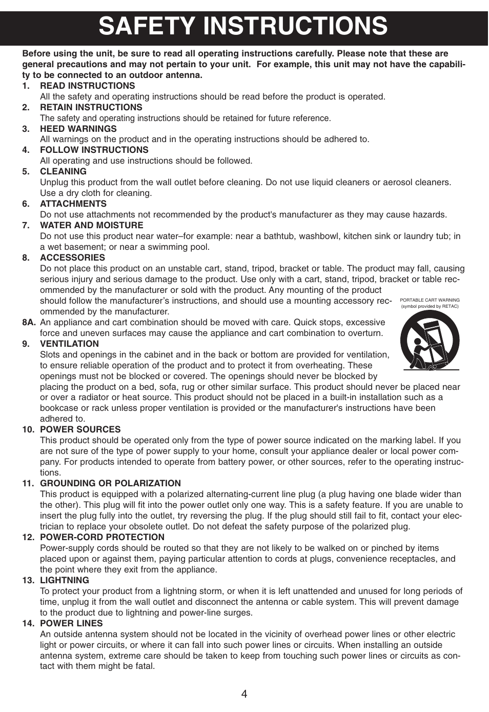 Safety instructions | Memorex MP8805 User Manual | Page 5 / 19