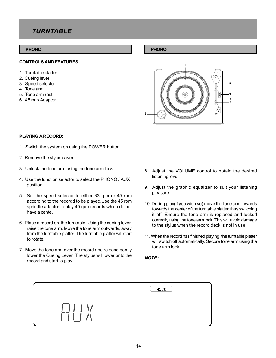 Turntable | Memorex MX5520SPKA User Manual | Page 16 / 26