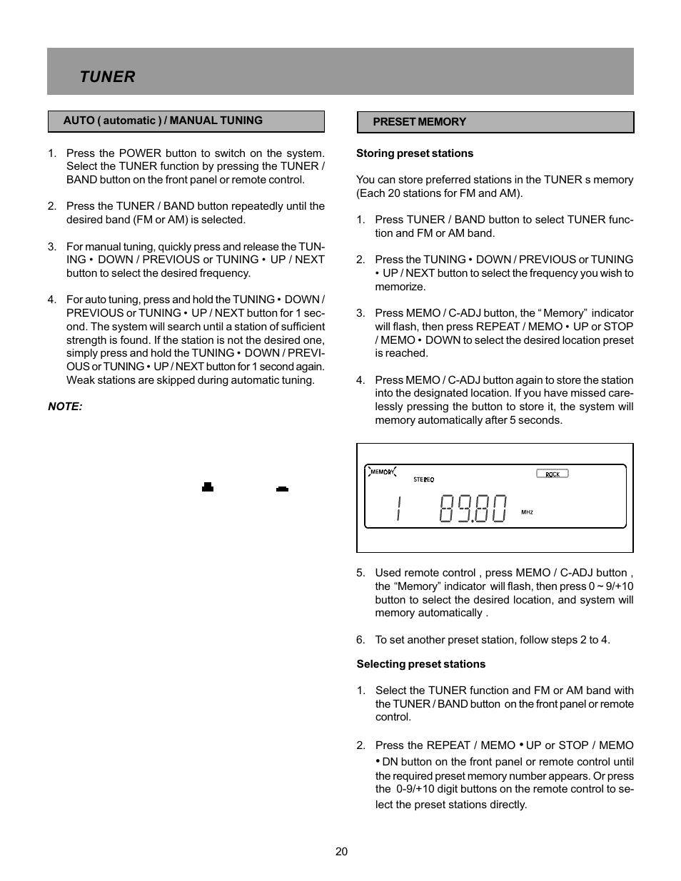 Tuner | Memorex MX5520SPKA User Manual | Page 22 / 26