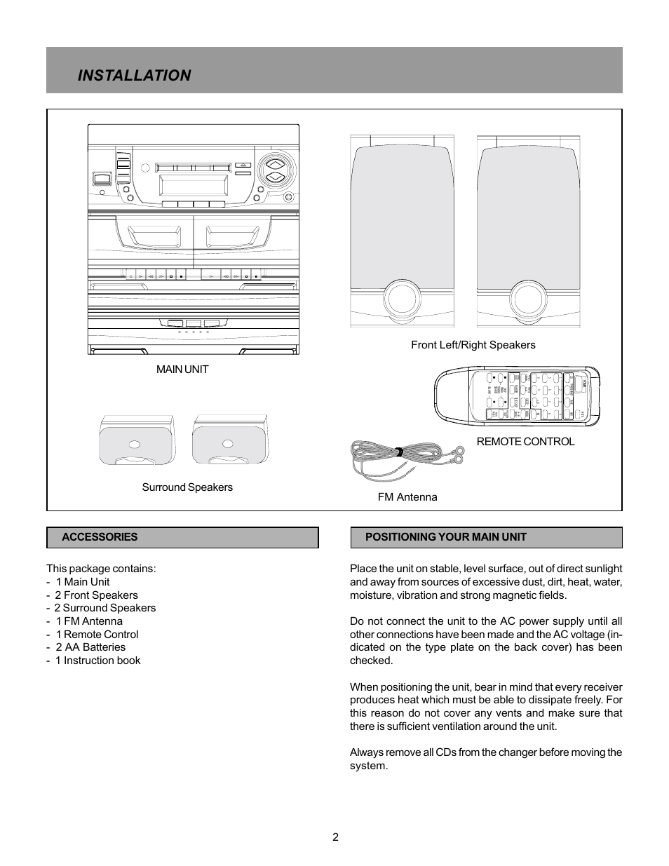 Installation, Surround speakers | Memorex MX5520SPKA User Manual | Page 4 / 26