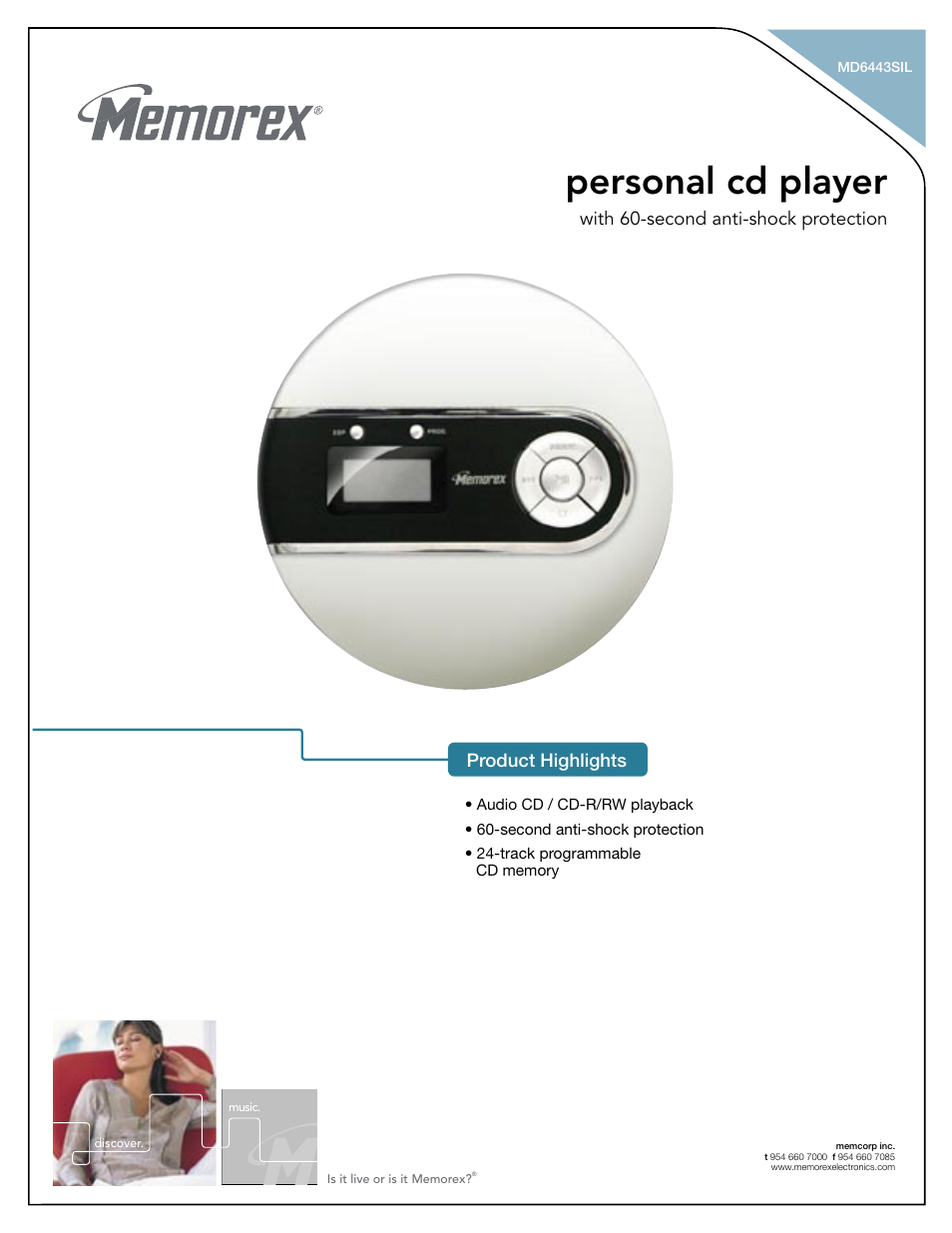 Memorex MD6443SIL User Manual | 2 pages