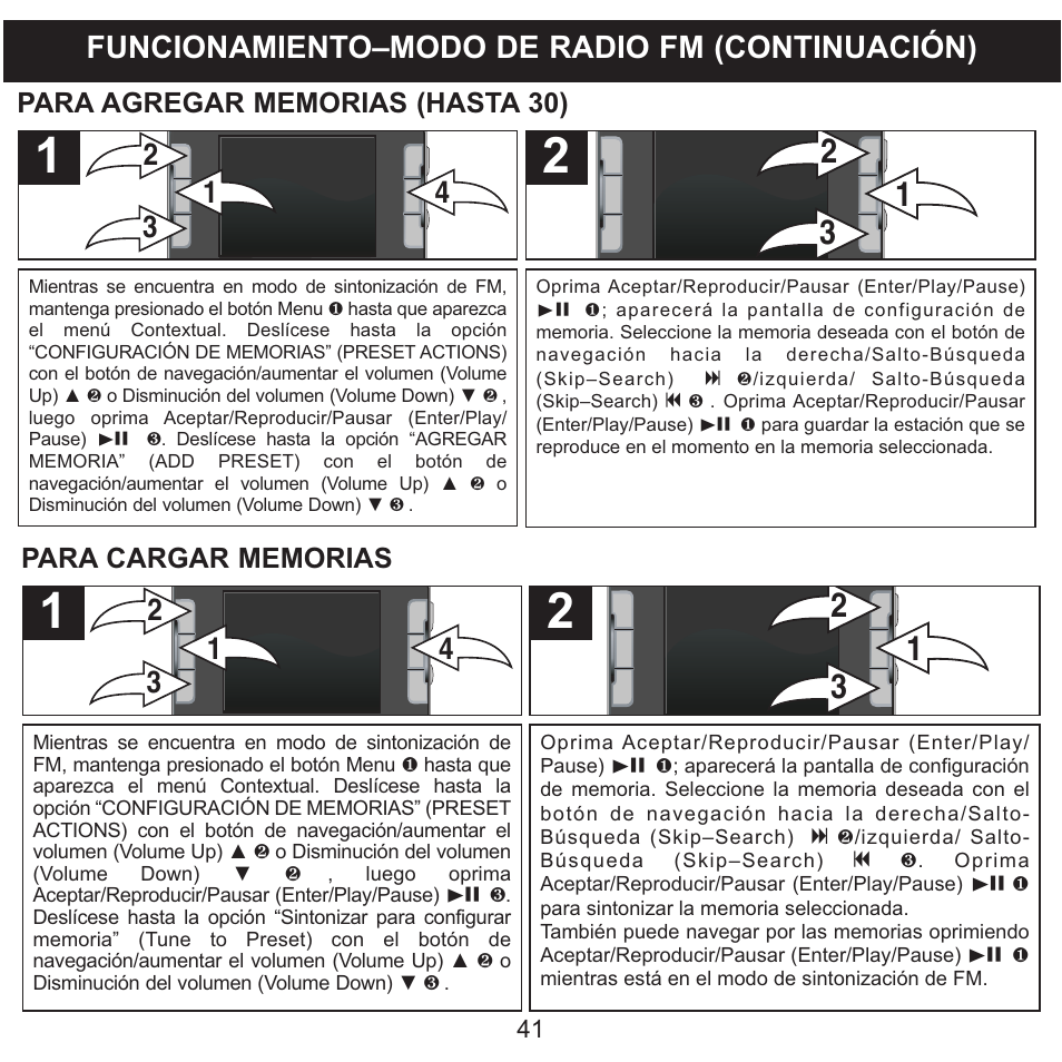 Funcionamiento–modo de radio fm (continuación) | Memorex MMP9008 User Manual | Page 112 / 142