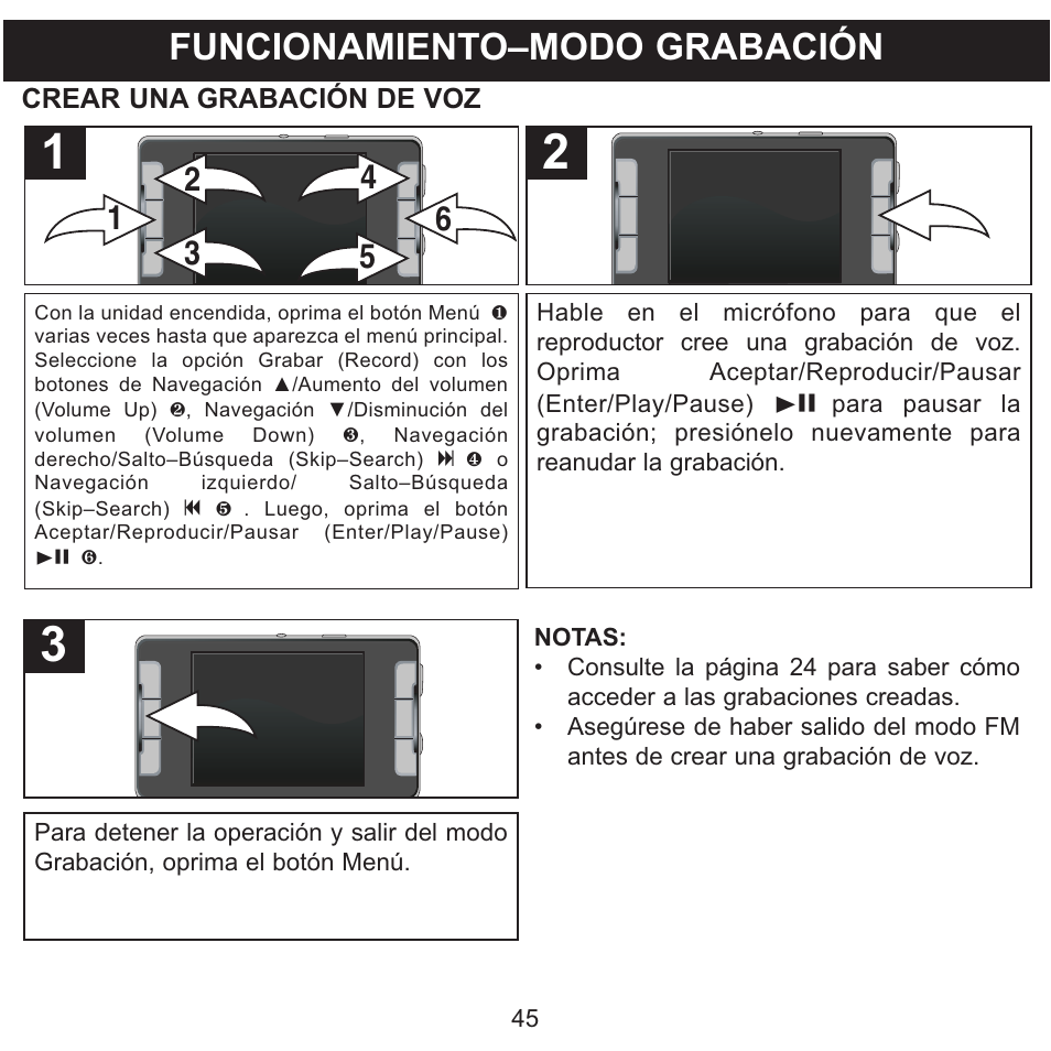 Funcionamiento–modo grabación | Memorex MMP9008 User Manual | Page 116 / 142