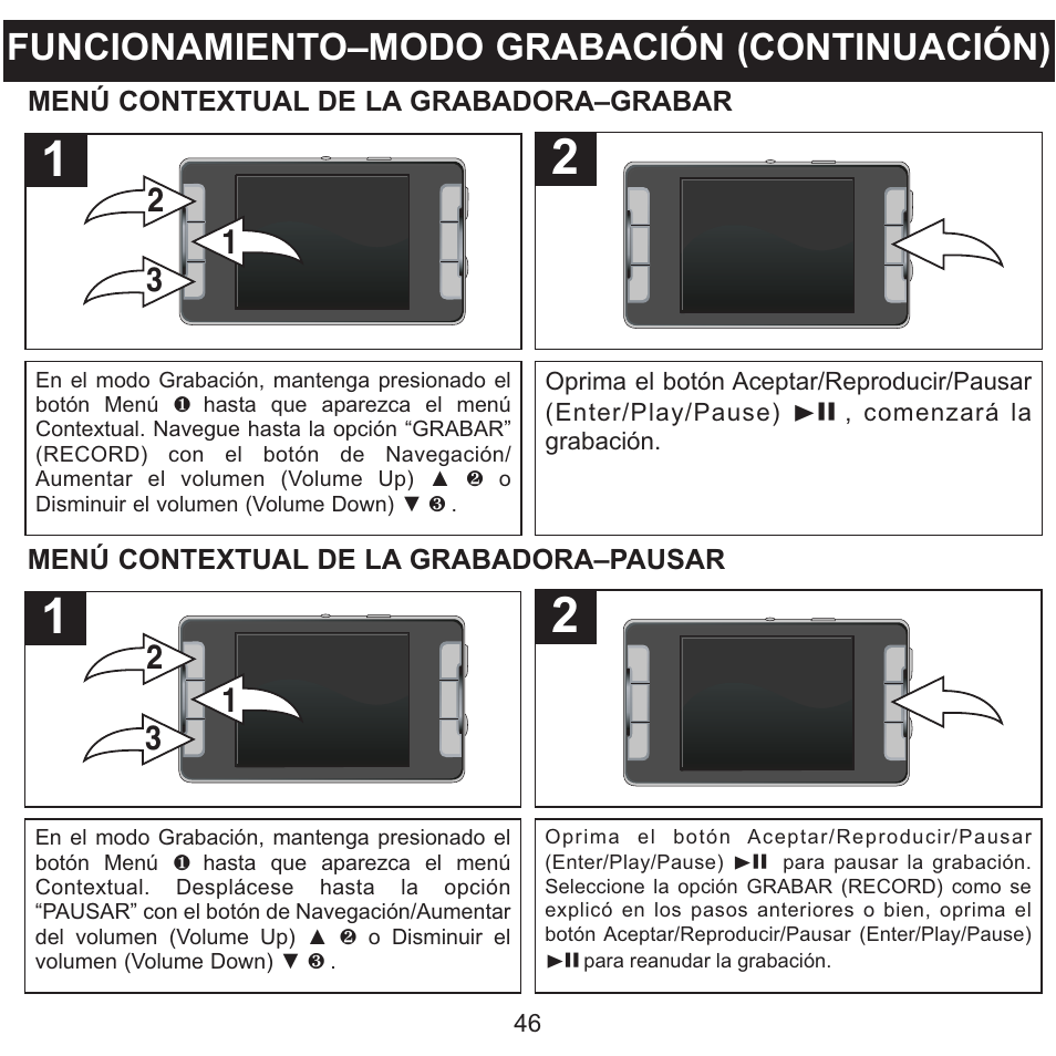 Funcionamiento–modo grabación (continuación) | Memorex MMP9008 User Manual | Page 117 / 142