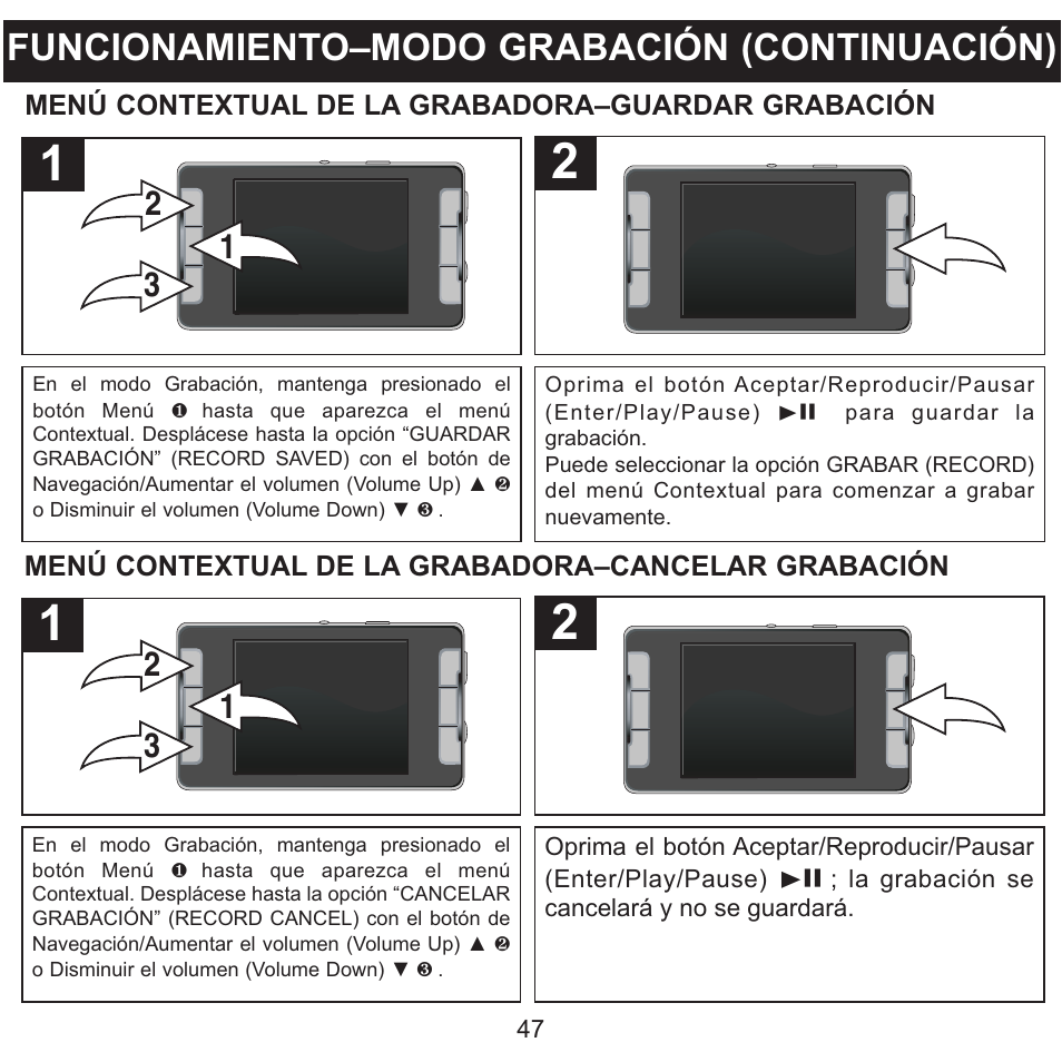 Funcionamiento–modo grabación (continuación) | Memorex MMP9008 User Manual | Page 118 / 142