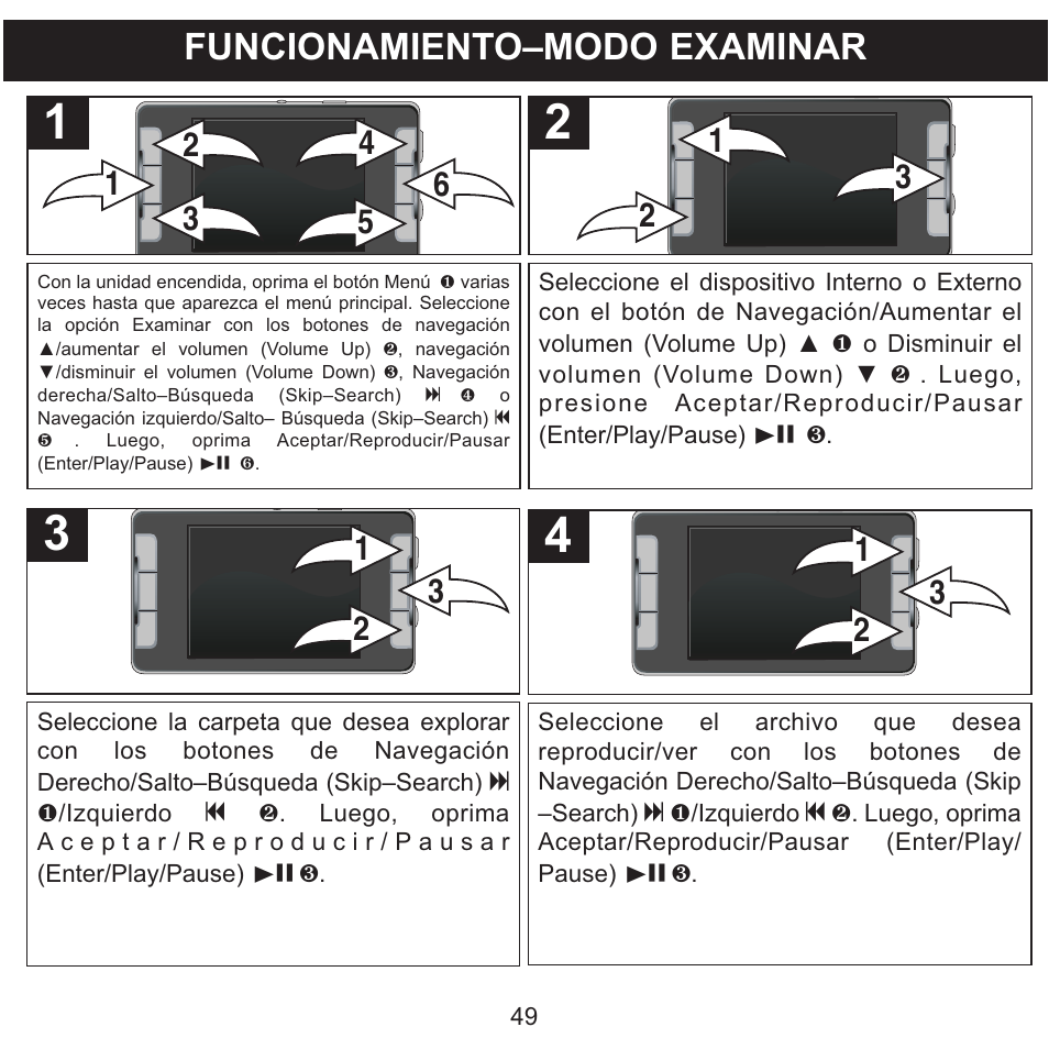Funcionamiento–modo examinar | Memorex MMP9008 User Manual | Page 120 / 142