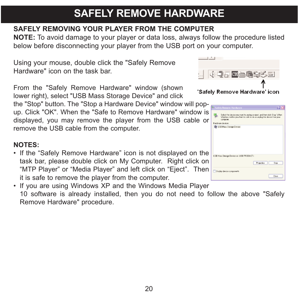 Safely remove hardware | Memorex MMP9008 User Manual | Page 21 / 142