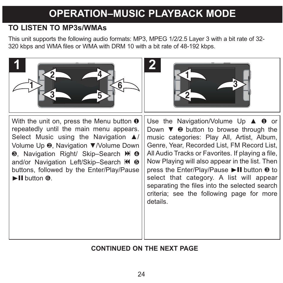 Operation–music playback mode | Memorex MMP9008 User Manual | Page 25 / 142