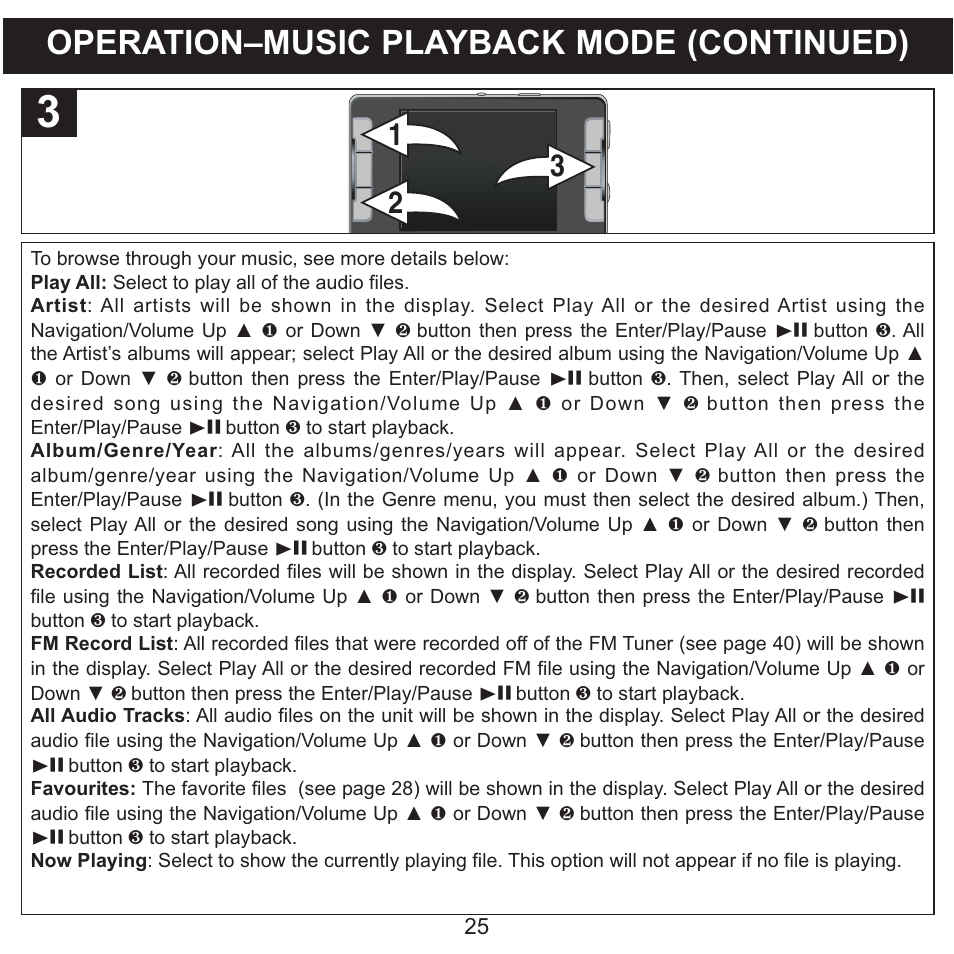 Operation–music playback mode (continued) | Memorex MMP9008 User Manual | Page 26 / 142
