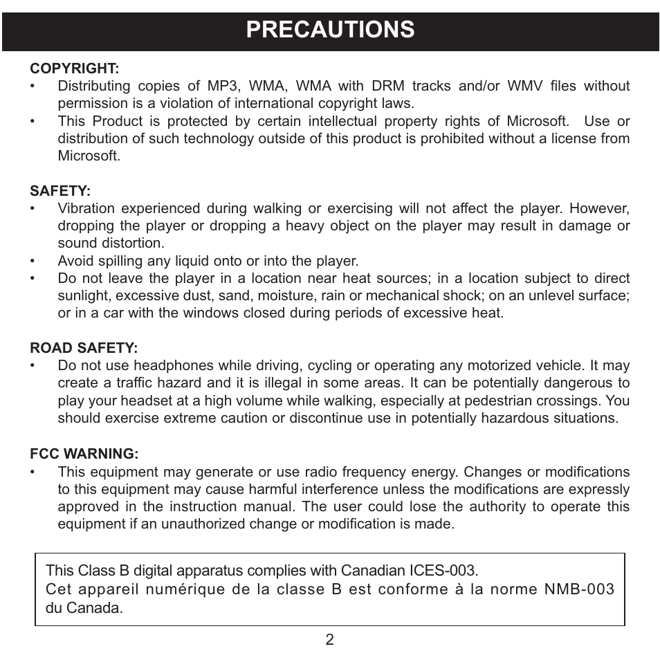 Precautions | Memorex MMP9008 User Manual | Page 3 / 142