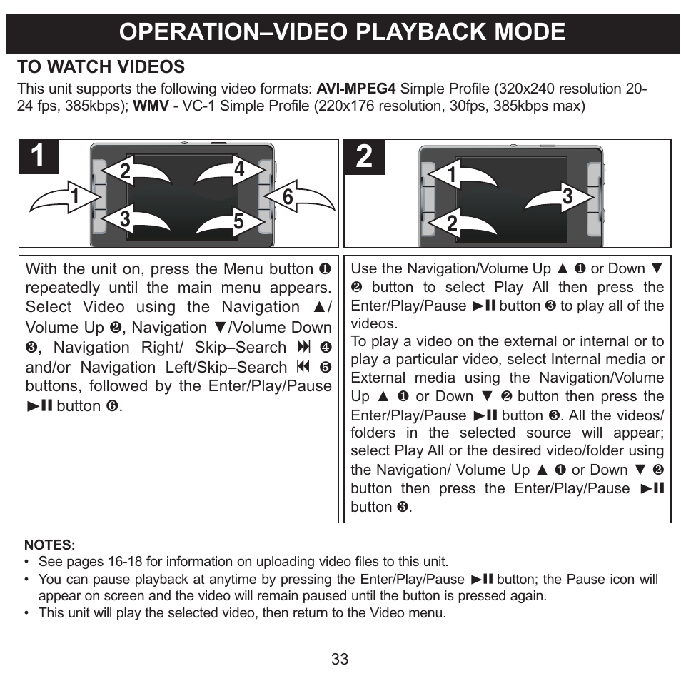 Operation–video playback mode | Memorex MMP9008 User Manual | Page 34 / 142