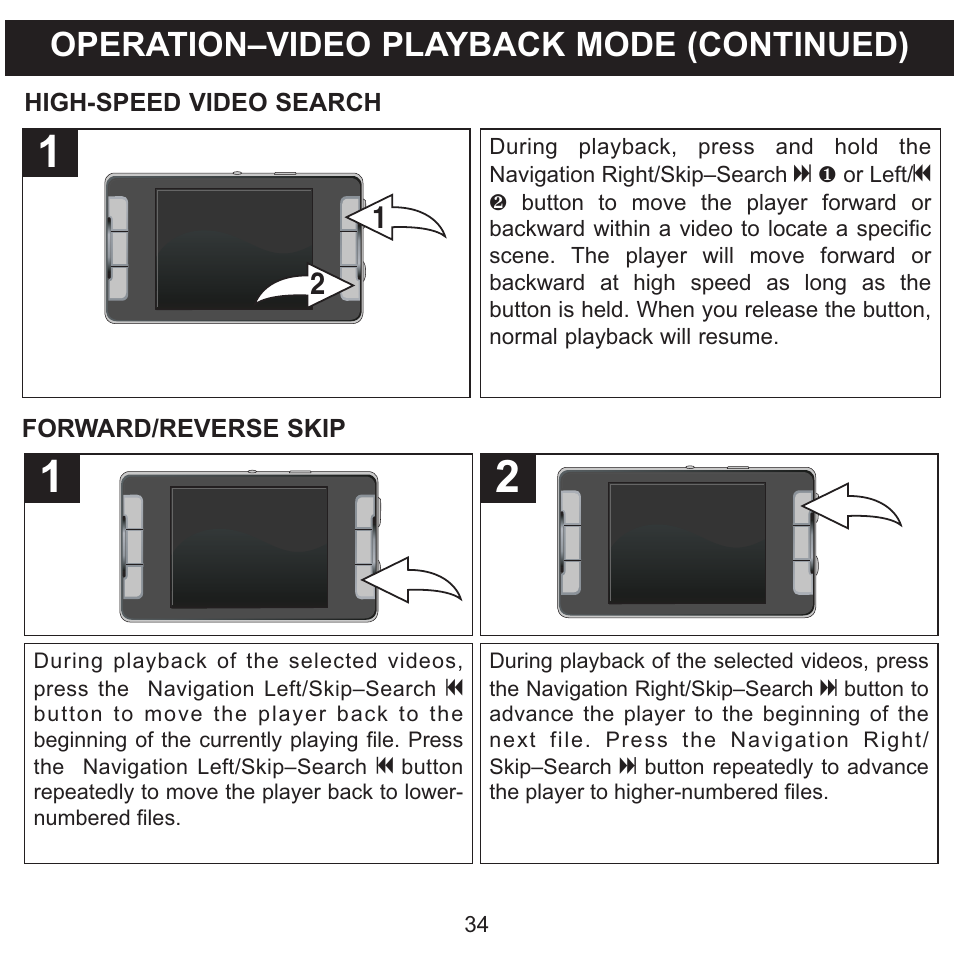 Operation–video playback mode (continued) | Memorex MMP9008 User Manual | Page 35 / 142