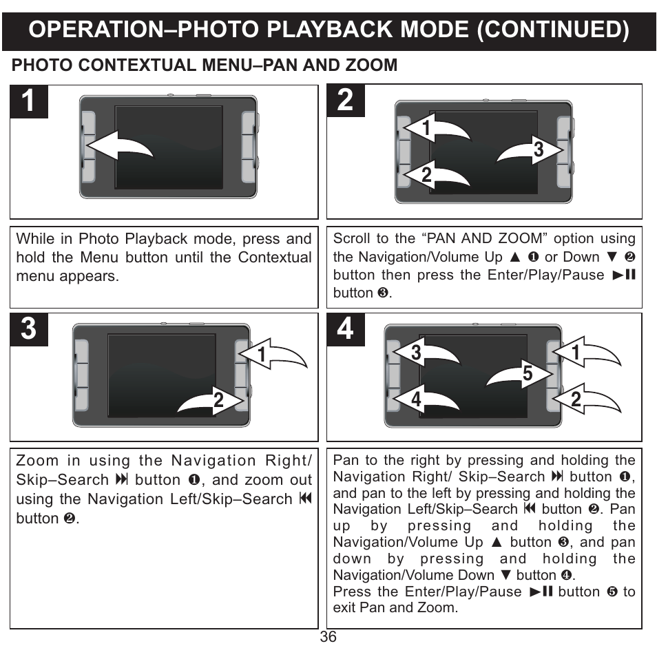 Operation–photo playback mode (continued) | Memorex MMP9008 User Manual | Page 37 / 142