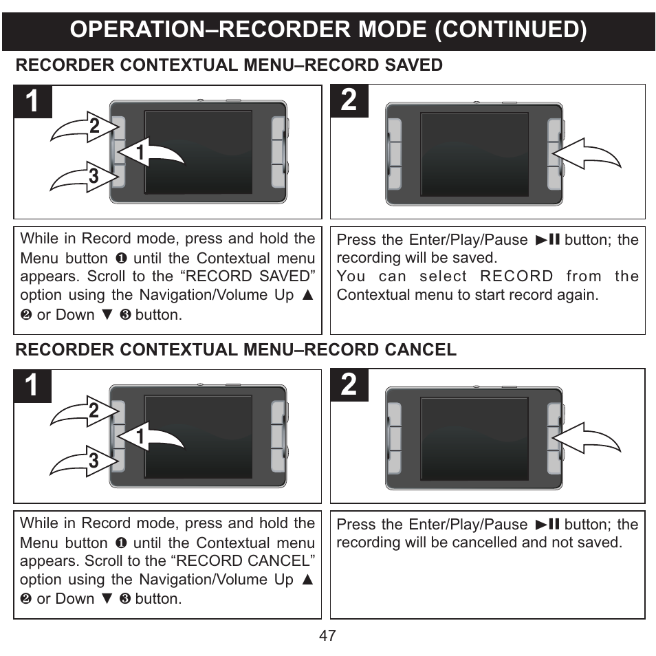 Operation–recorder mode (continued) | Memorex MMP9008 User Manual | Page 48 / 142